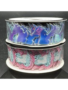 Decorative Trim Unicorn Lace Blue White Pink Iridescent Craft Sewing Clothing